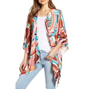 New Gibson X The Motherchic OS Tulum Wrap Top Womens Floral Flowers Rayon NWT